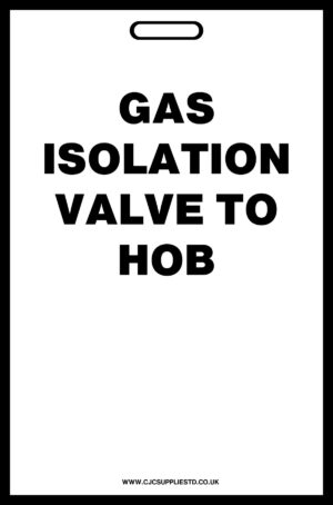 White Gas Isolation Valve To Hob Label
