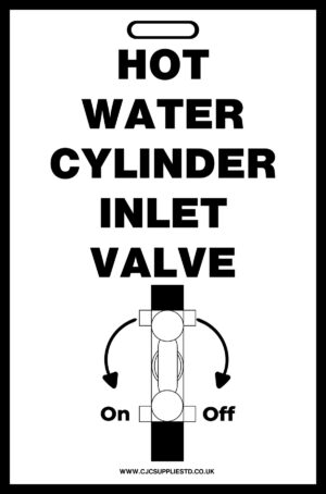 White Hot Water Cylinder Inlet Valve Label