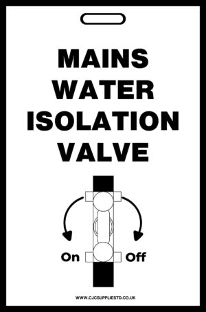White Main Water Isolation Valve Label