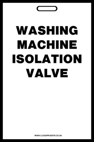 White Washing Machine Isolation Valve Label