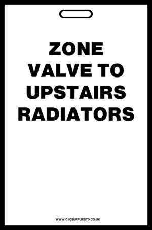 White Zone Valve To Upstairs Radiators Label